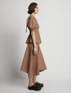 Proenza Schouler White Label | Gingham Long Sleeve Peplum Top - Coral/Black -Clothing Shop 18897047 43581451 1320