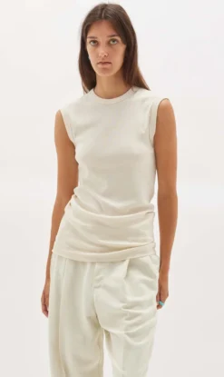 BASSIKE | Slim Superfine Rib Muscle Tank - Salt