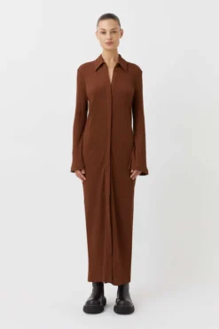 Camilla And Marc | Lumi Shirt Dress - Walnut -Clothing Shop C M CAMILLA AND MARC Lumi ribbed maxi shirt dress brown 2 1200x1800 2x af900eb9 cfe4 4d83 908b 3f6c3be28065