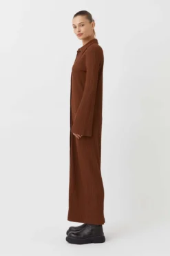 Camilla And Marc | Lumi Shirt Dress - Walnut -Clothing Shop C M CAMILLA AND MARC Lumi ribbed maxi shirt dress brown 3 1200x1800 2x e605e762 de02 4371 aedb b2edc4ea4545