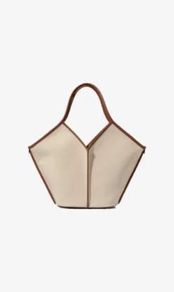 Hereu | Calella Leather Trimmed Tote Bag - Beige/Chestnut