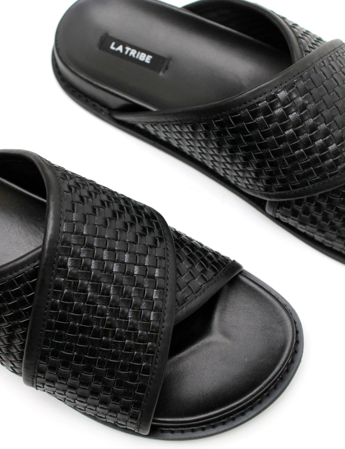 La Tribe | Woven Crossover Slide - Black 4 La Tribe | Woven Crossover Slide - Black - Image 4