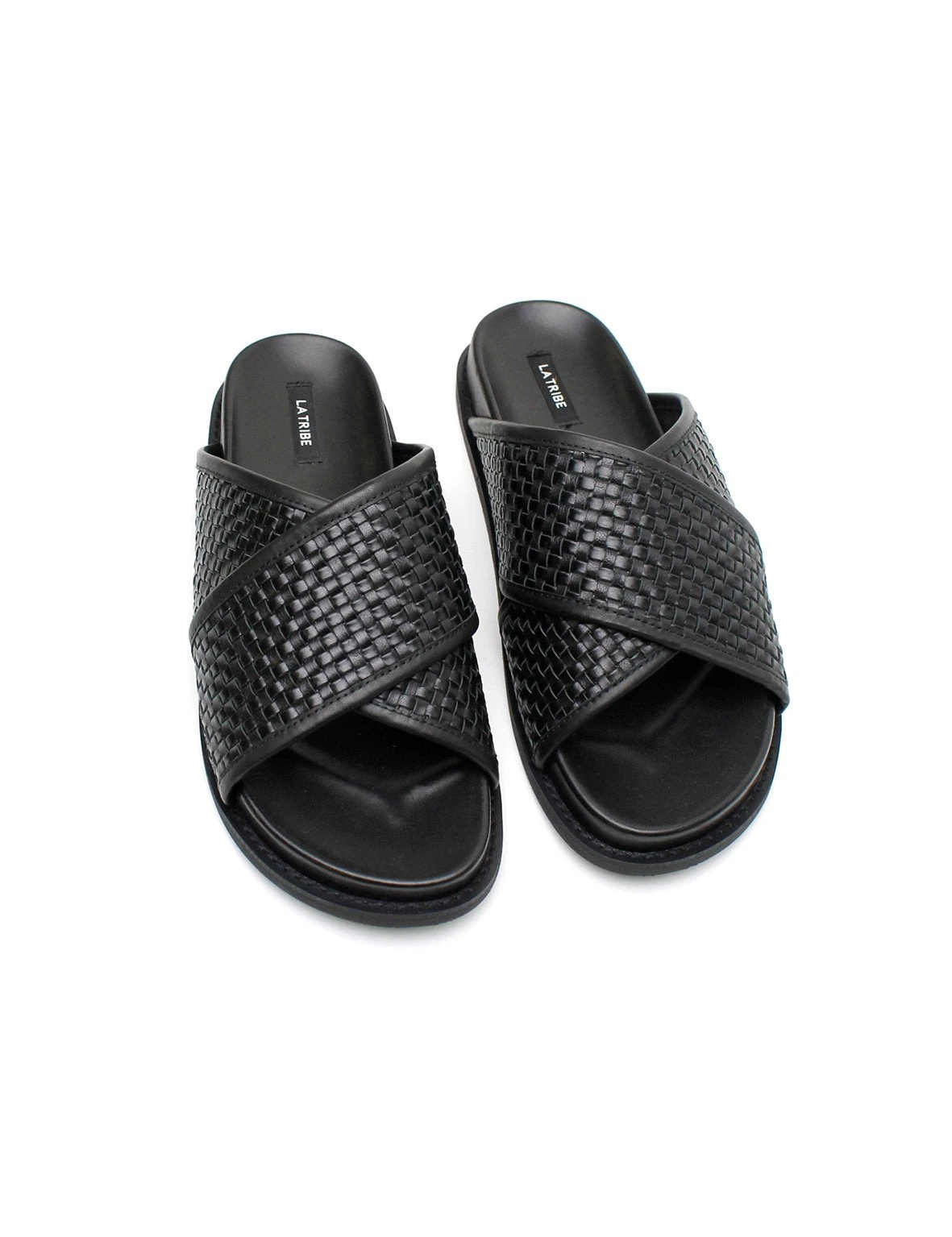La Tribe | Woven Crossover Slide - Black 2 La Tribe | Woven Crossover Slide - Black - Image 2