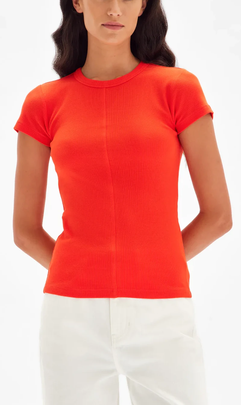 Assembly Label | Renn Organic Rib Tee - Flame 1 Assembly Label | Renn Organic Rib Tee - Flame
