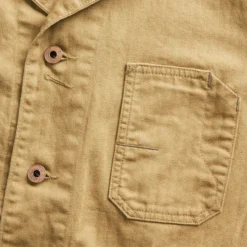 RRL By Ralph Lauren Linen-Cotton Herringbone Chore Jacket Khaki -Clothing Shop RRL by Ralph Lauren Langport Cotton Linen Jacket Khaki 26207 3