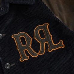 RRL By Ralph Lauren Appliqued Corduroy Leather-Sleeve Jacket Black/Deep Navy -Clothing Shop RRLbyRalphLaurenAppliquedCorduroyLeather SleeveJacketBlackDeepNavy30093 4