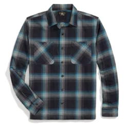 RRL By Ralph Lauren Plaid Jaspe Twill Camp Workshirt Black/Blue