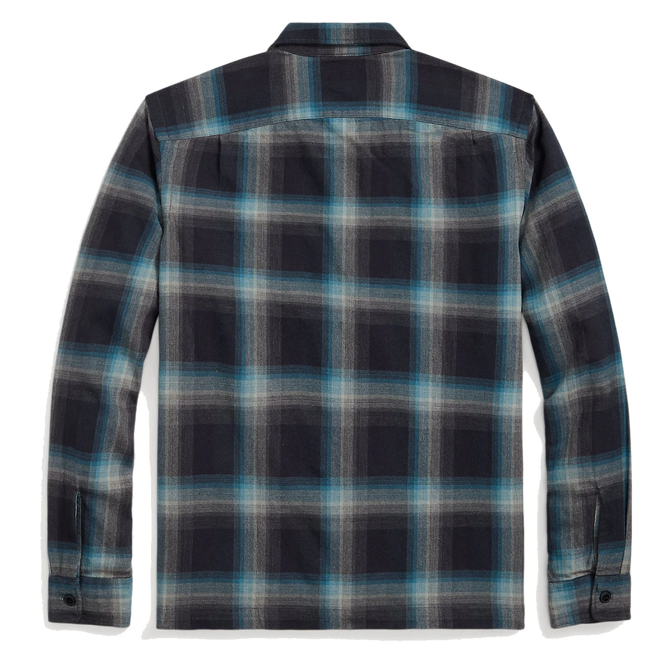 RRL By Ralph Lauren Plaid Jaspe Twill Camp Workshirt Black/Blue 2 RRL By Ralph Lauren Plaid Jaspe Twill Camp Workshirt Black/Blue - Image 2