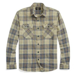 RRL By Ralph Lauren Plaid Twill Workshirt Faded Blue/Yellow