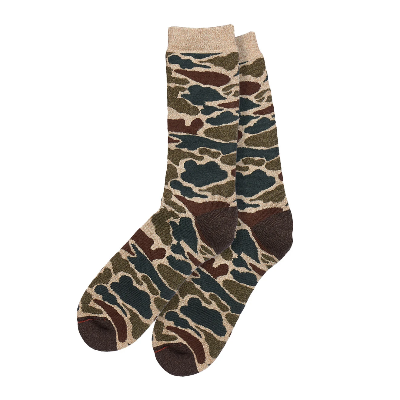 Rototo Pile Camo Crew Socks Beige 1 Rototo Pile Camo Crew Socks Beige