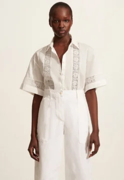 Matteau | Broderie Trim Shirt - White -Clothing Shop The Embroidered Short Sleeve Short Relaxed Cargo Pant White 1 1440x be5a4316 45be 4a56 828f 025581fe37d4