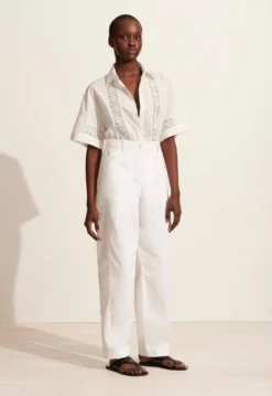 Matteau | Broderie Trim Shirt - White -Clothing Shop The Embroidered Short Sleeve Short Relaxed Cargo Pant White 4 1440x 36c43927 7108 41e8 b92e 6d443b863dc8