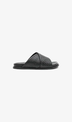 La Tribe | Woven Crossover Slide - Black