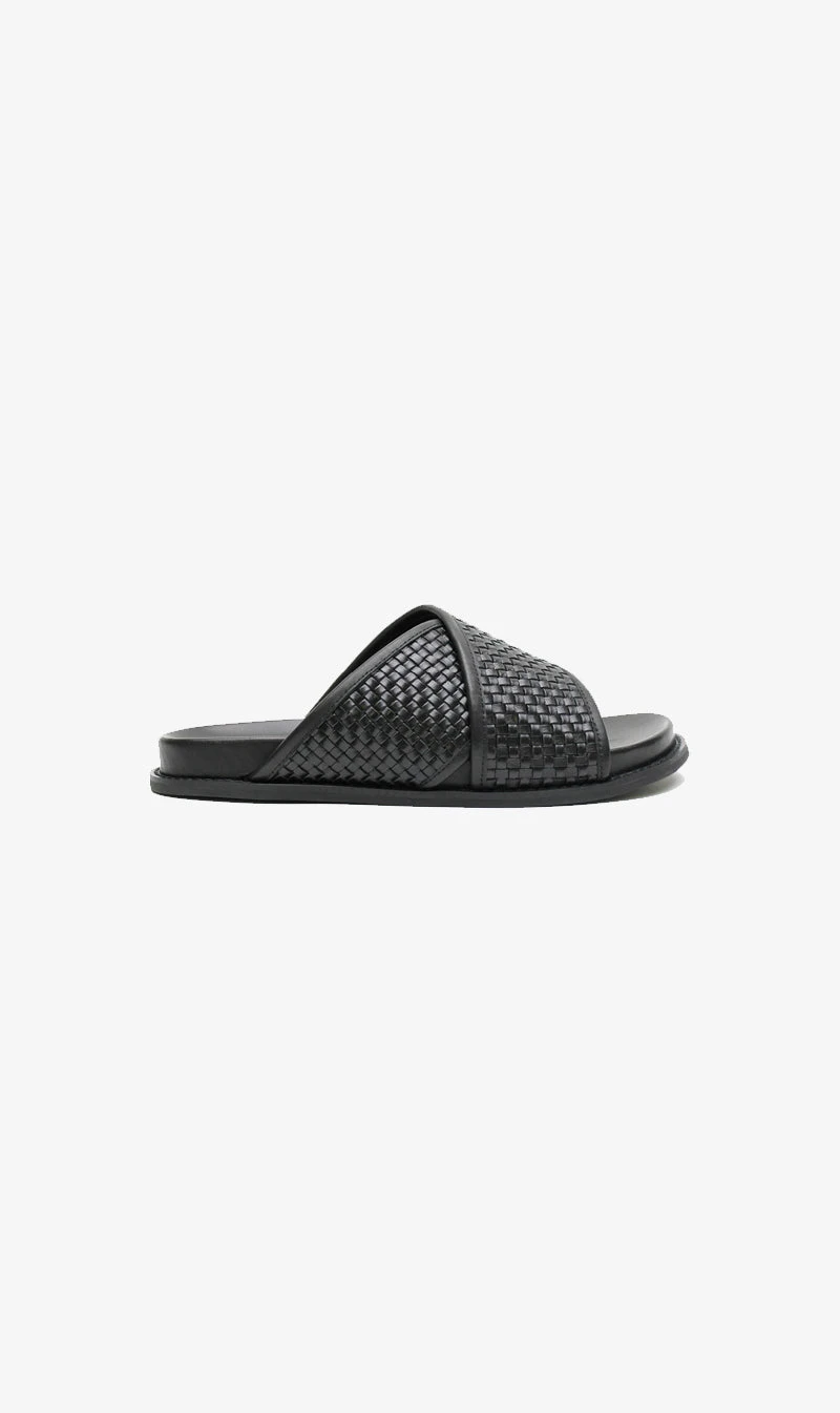 La Tribe | Woven Crossover Slide - Black 1 La Tribe | Woven Crossover Slide - Black