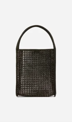 St Agni | Rattan Tote Bag - Black