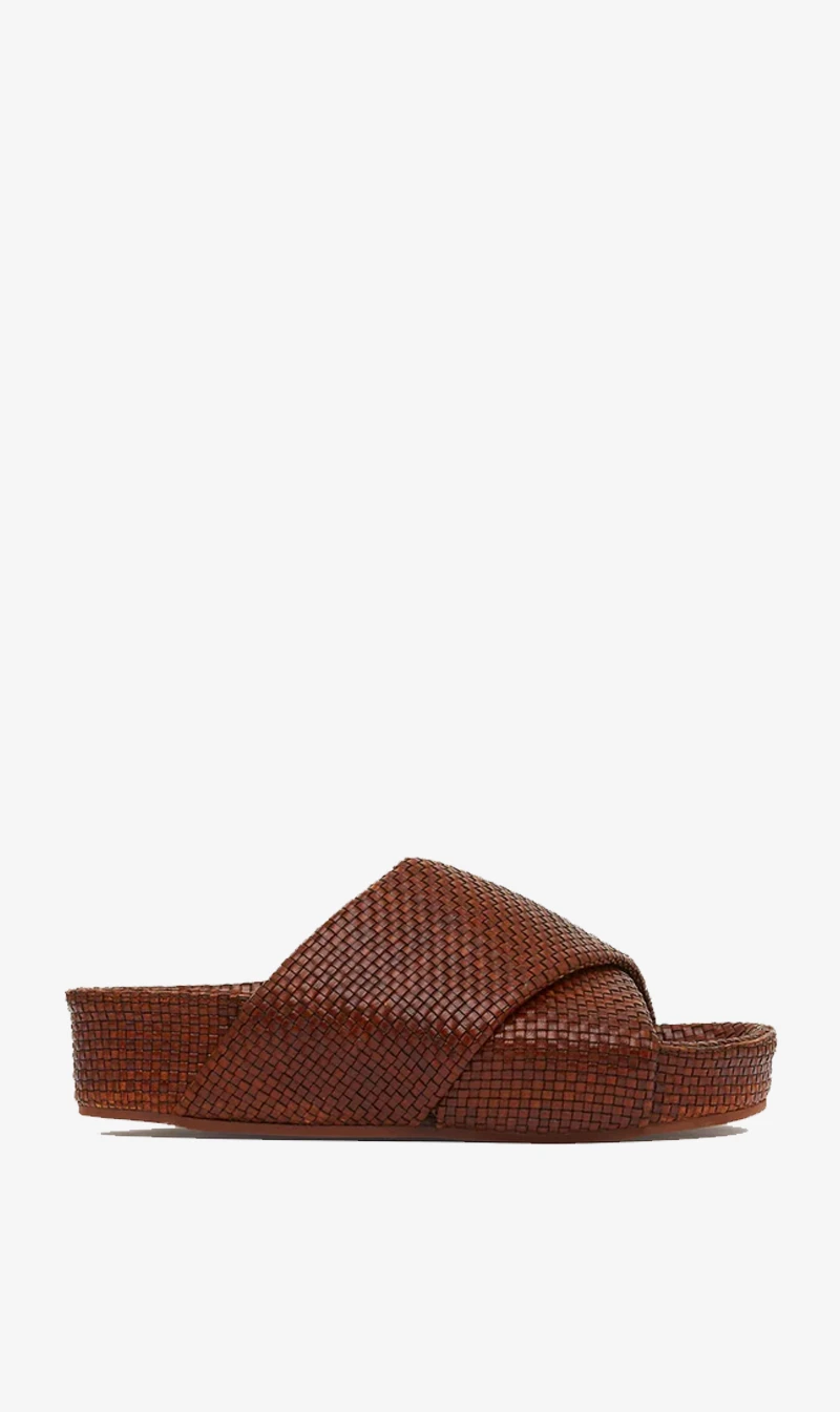 St. Agni | Woven Flatform Slide - Antique Tan 1 St. Agni | Woven Flatform Slide - Antique Tan